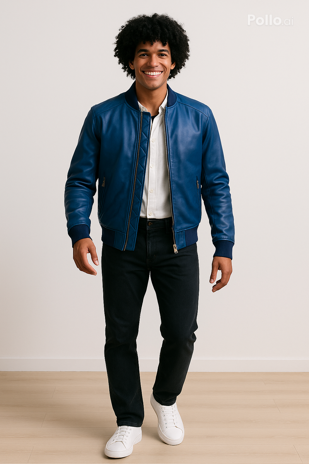 Men's Real sheep Leather Jacket Ocean Blue - Cafe Racer By ZM