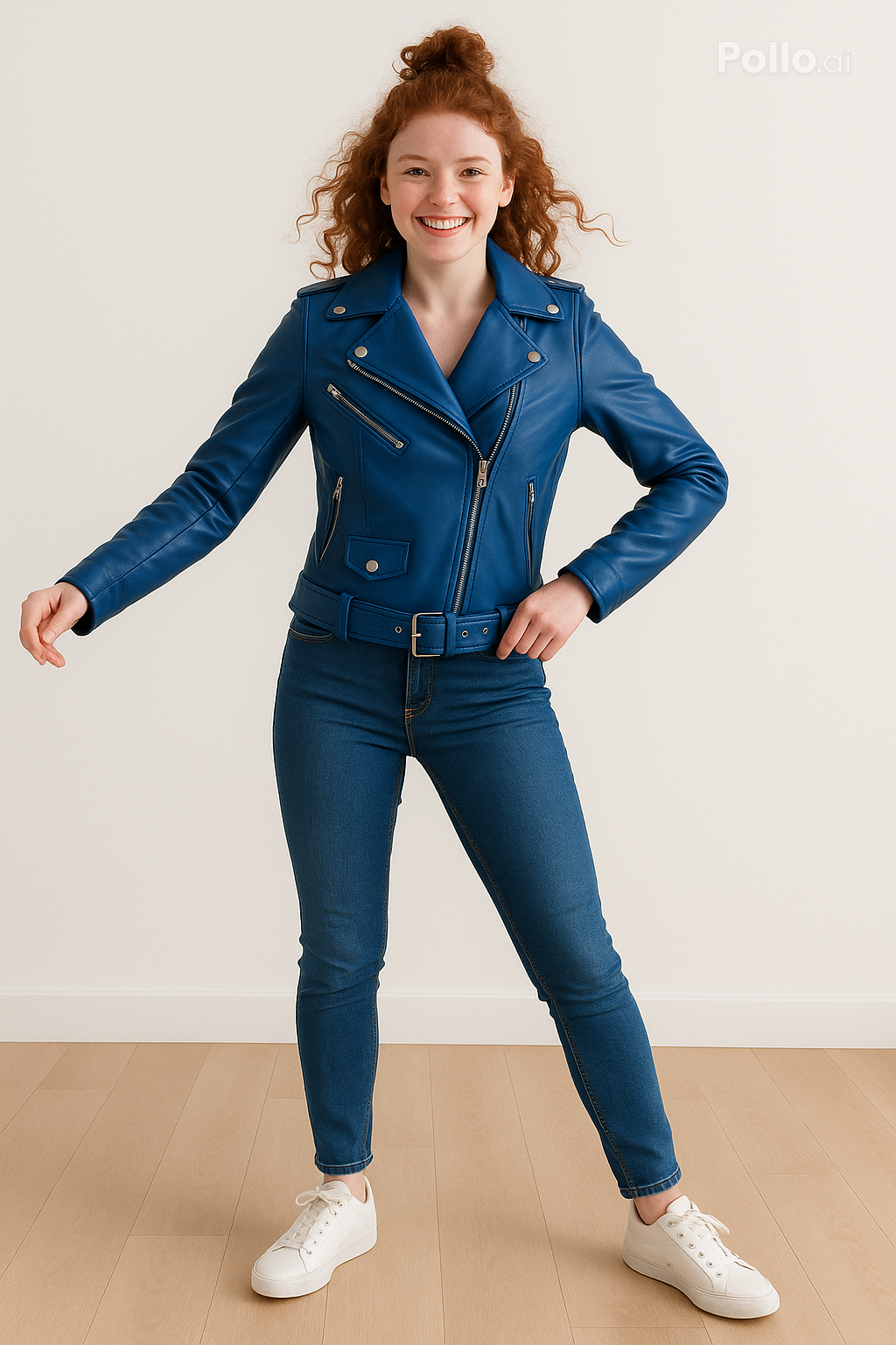 Nellie Biker Real Leather Jacket Women Ocean Blue