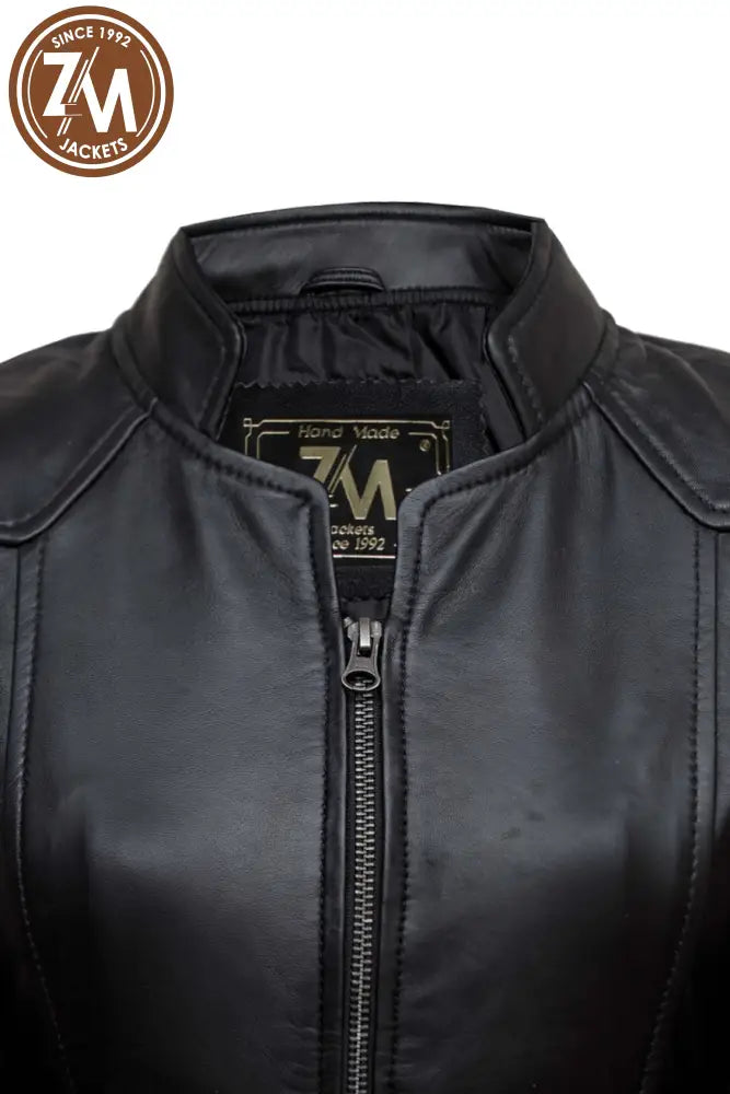 Bella Womens Black Biker Leather Jacket Ladies Jacket collar style
