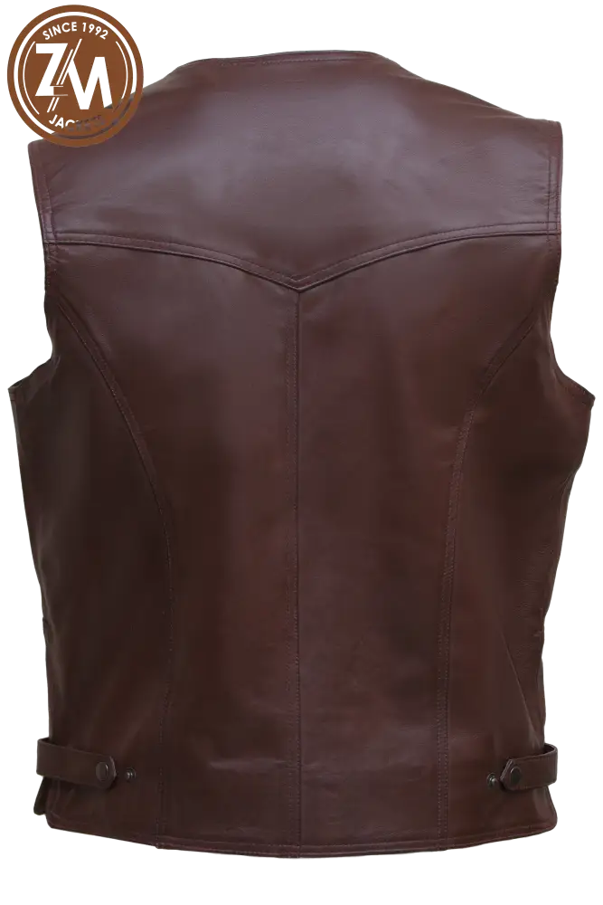 Holland Real Sheep Leather vest Coat Men’s Men Waist Coat back view