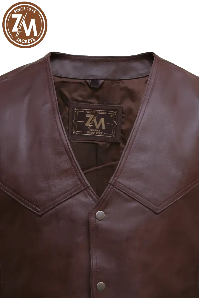 Holland Real Sheep Leather vest Coat Men’s Men Waist Coat collar style