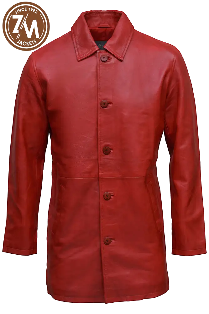 Mathew Real Sheep Leather Coat Men's Red front