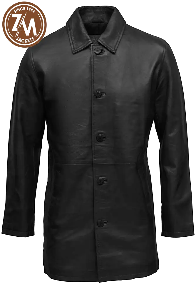 Mathew Real Sheep Leather Coat Men's Black front