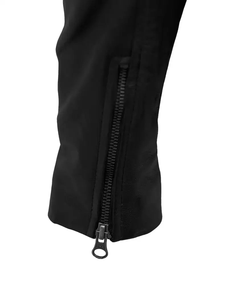 cuff zip Cafe Racer Men's Real sheep Leather Jacket Black