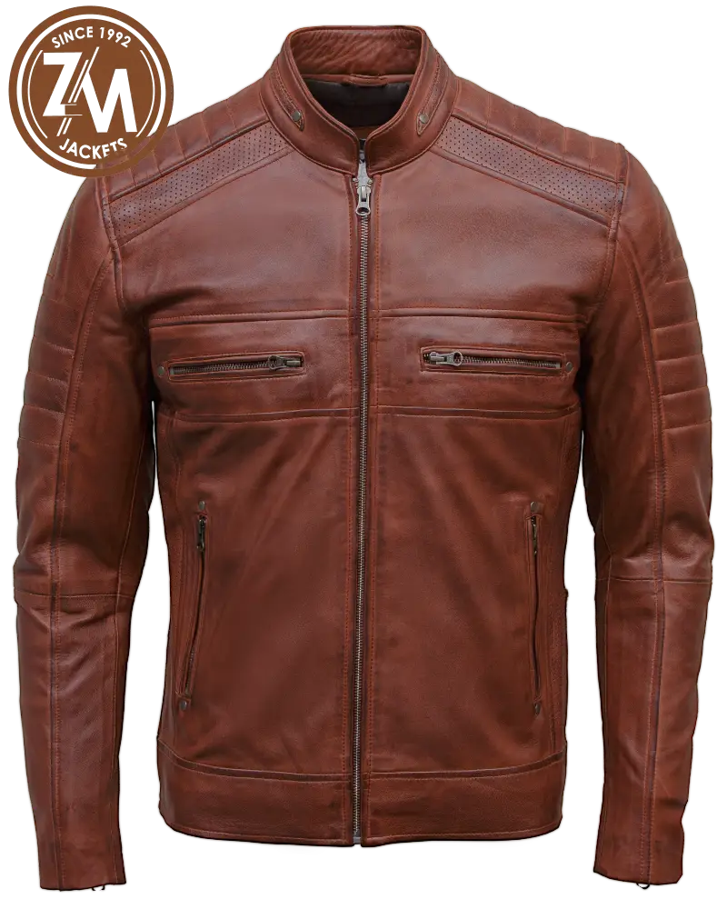 front Cafe Racer Men’s Real Sheep Leather Jacket Conic Men Jacket