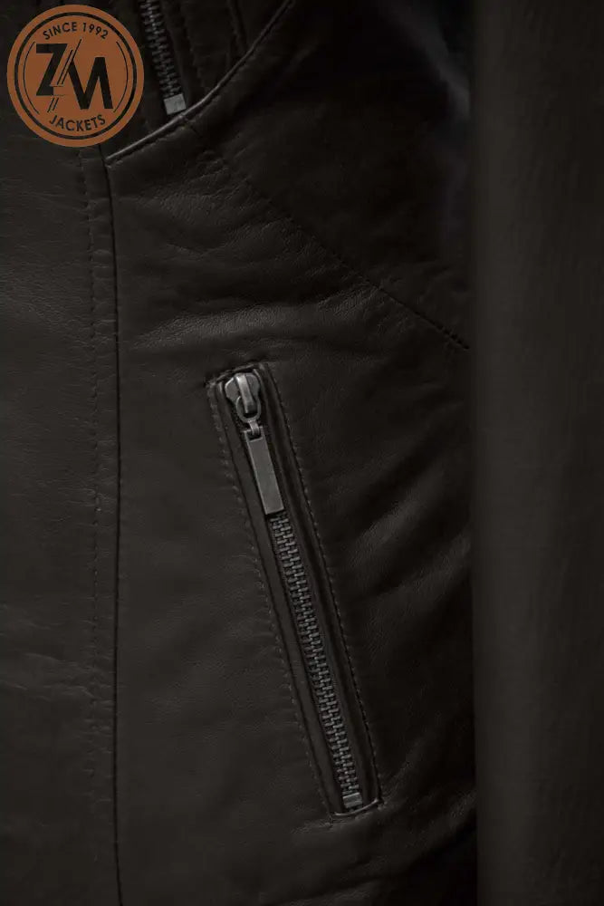 Rebel Womens Black Real Leather Jacket Ladies Jacket hand zipper pocket
