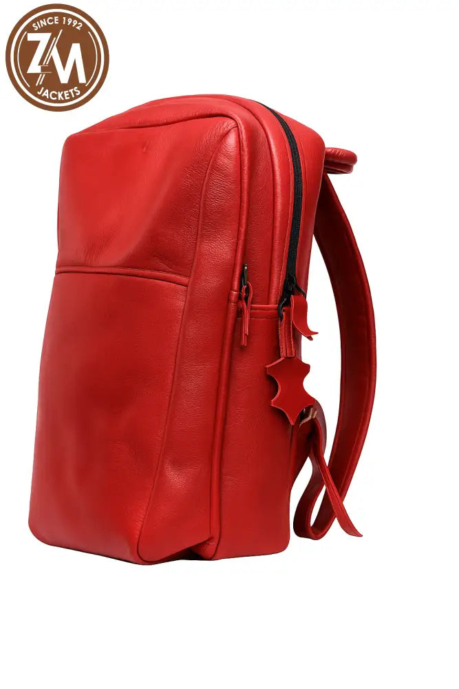 Ryder Red Real Leather Backpack Sleek Utility Everyday Carry