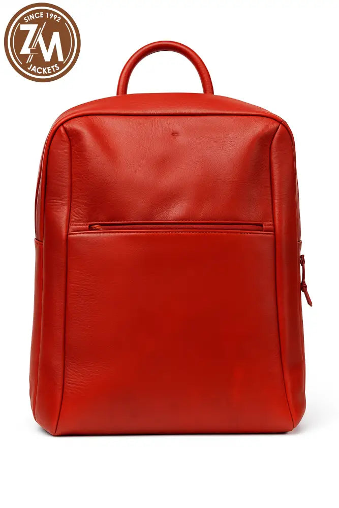 Ryder Red Real Leather Backpack Sleek Utility Everyday Carry