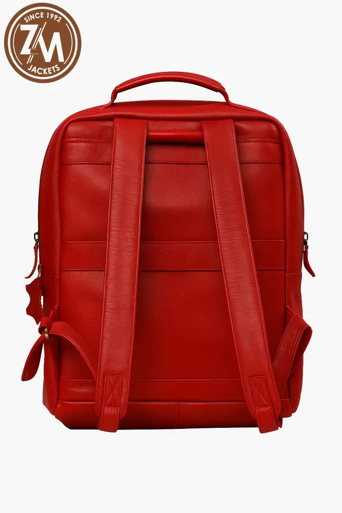 Ryder Red Real Leather Backpack Sleek Utility Everyday Carry