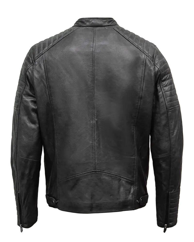 Titan Men's Real sheep Leather Jacket Dark Gray back