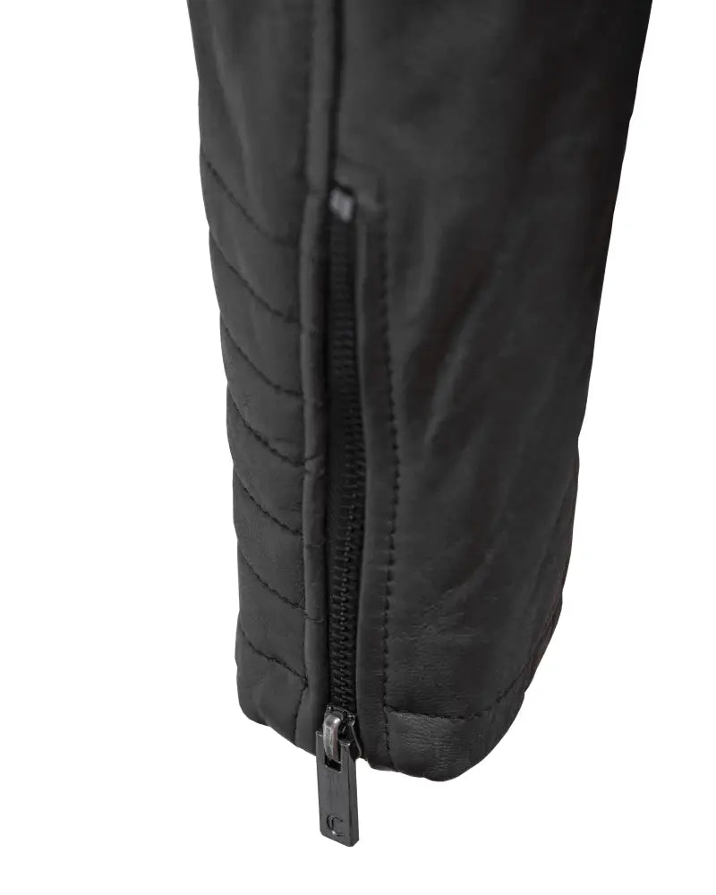 Titan Men's Real sheep Leather Jacket Dark Gray cuff zip