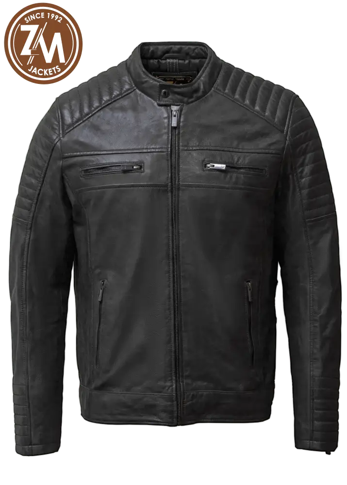 Titan Men's Real sheep Leather Jacket Dark Gray front