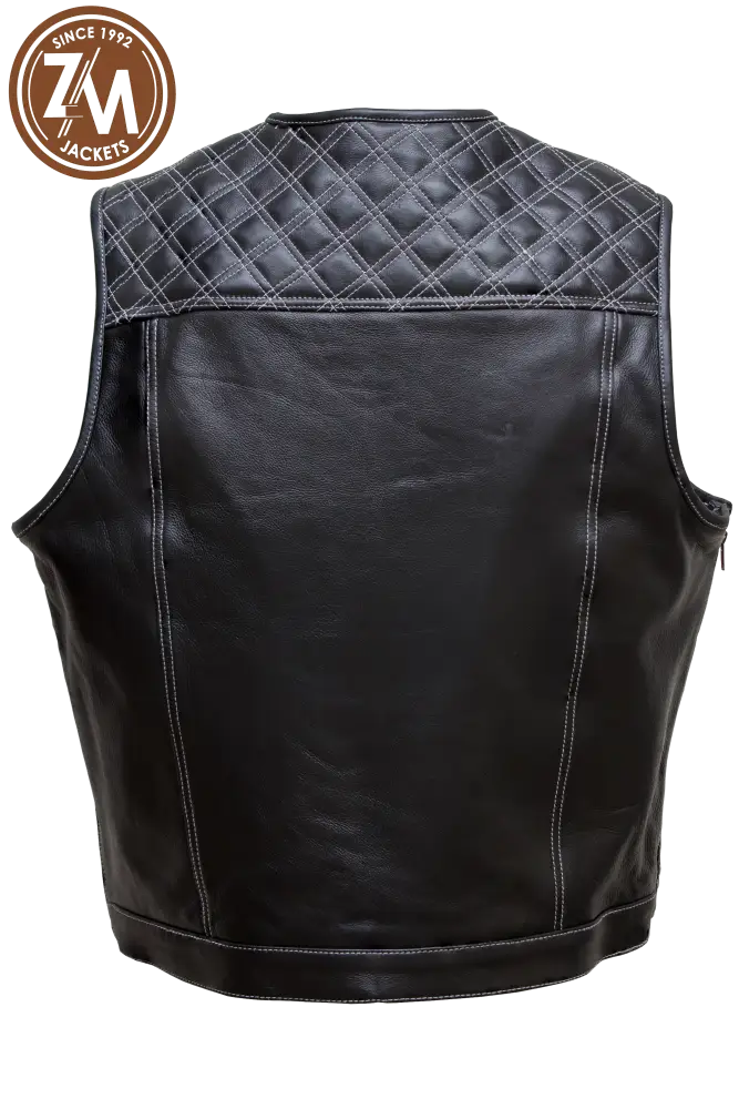 Winston Real Sheep Black Leather vest Coat Men’s Men Waist Coat back view