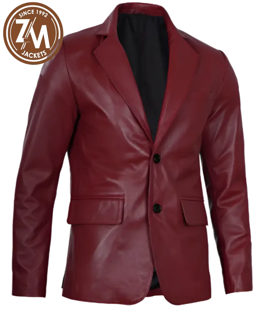 blazer_Maroon_Real_sheep_Leather_close_front