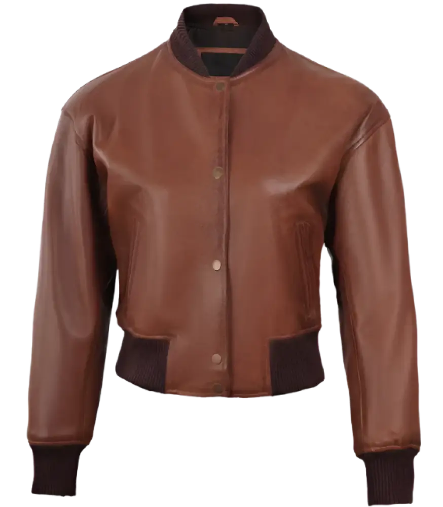Havana_Crop_Brown_Sheep_Leather_Bomber_Jacket_Close_button_view