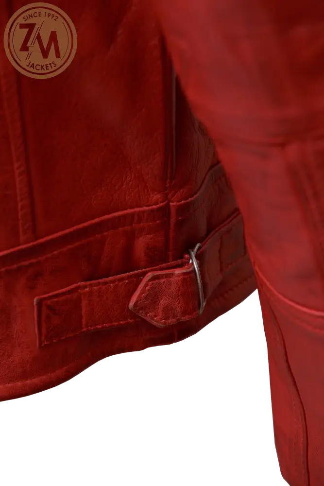 Diamond Men’s Real Sheep Leather Jacket Red Men Jacket