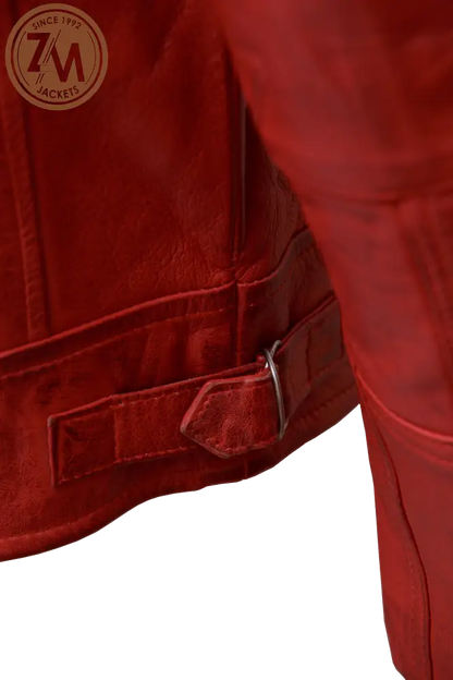 Diamond Men’s Real Sheep Leather Jacket Red Men Jacket