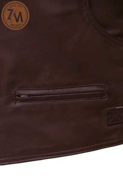 Holland Real Sheep Leather vest Coat Men’s Men Waist Coat hand pocket 