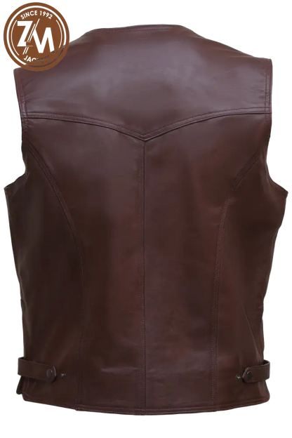 Holland Real Sheep Leather vest Coat Men’s Men Waist Coat back view