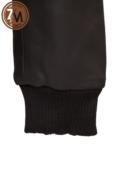 Inferno Bomber Real Sheep Leather Jacket Removeable Collar Fur Men’s Brown Men Jacket cuff rib