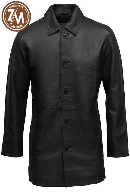 Mathew Real Sheep Leather Coat Men's Black front