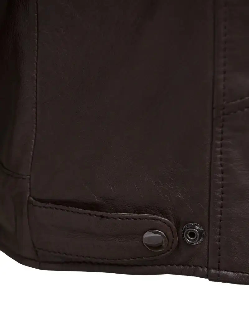 ZM Titan Men’s Brown Real sheep Leather Jacket Men jacket bottom snap