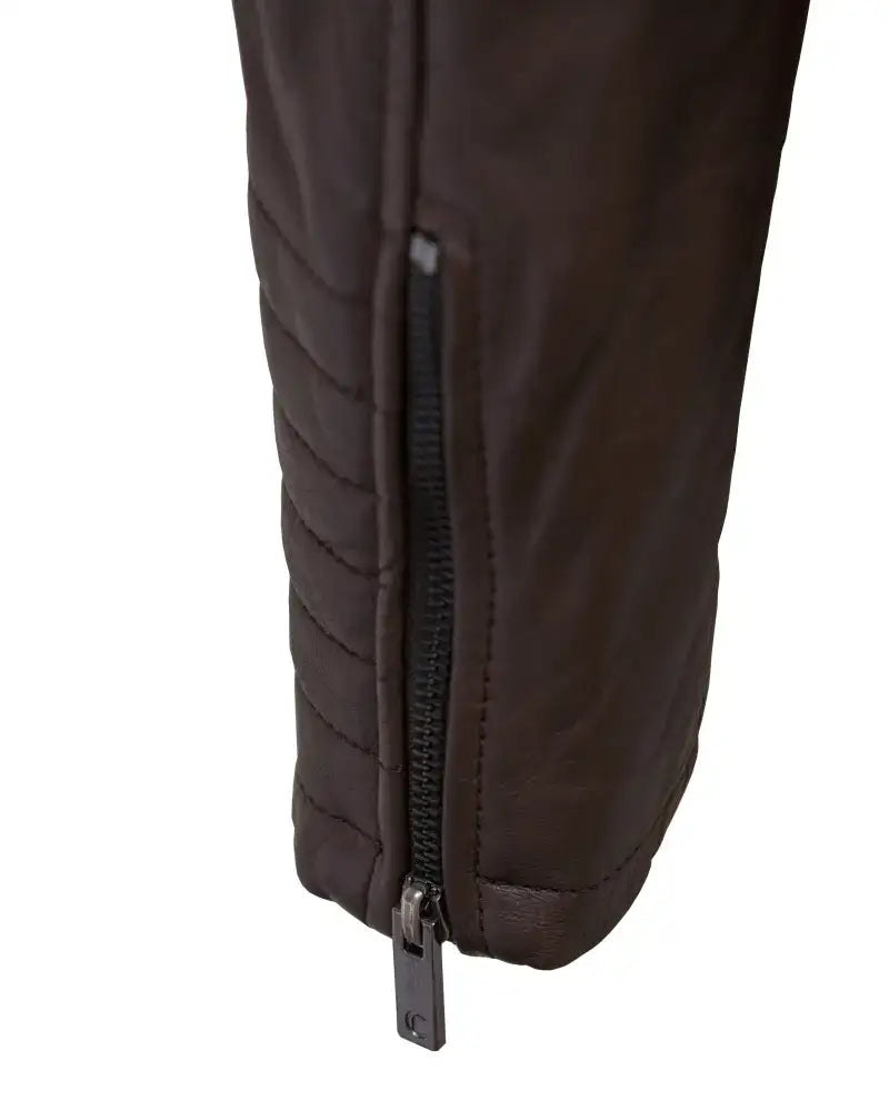 ZM Titan Men’s Brown Real sheep Leather Jacket Men jacket cuff zip