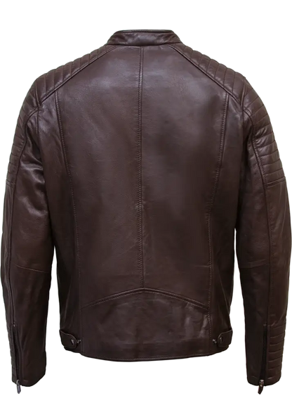 titan men's brown sheep leather jacket Back jpg