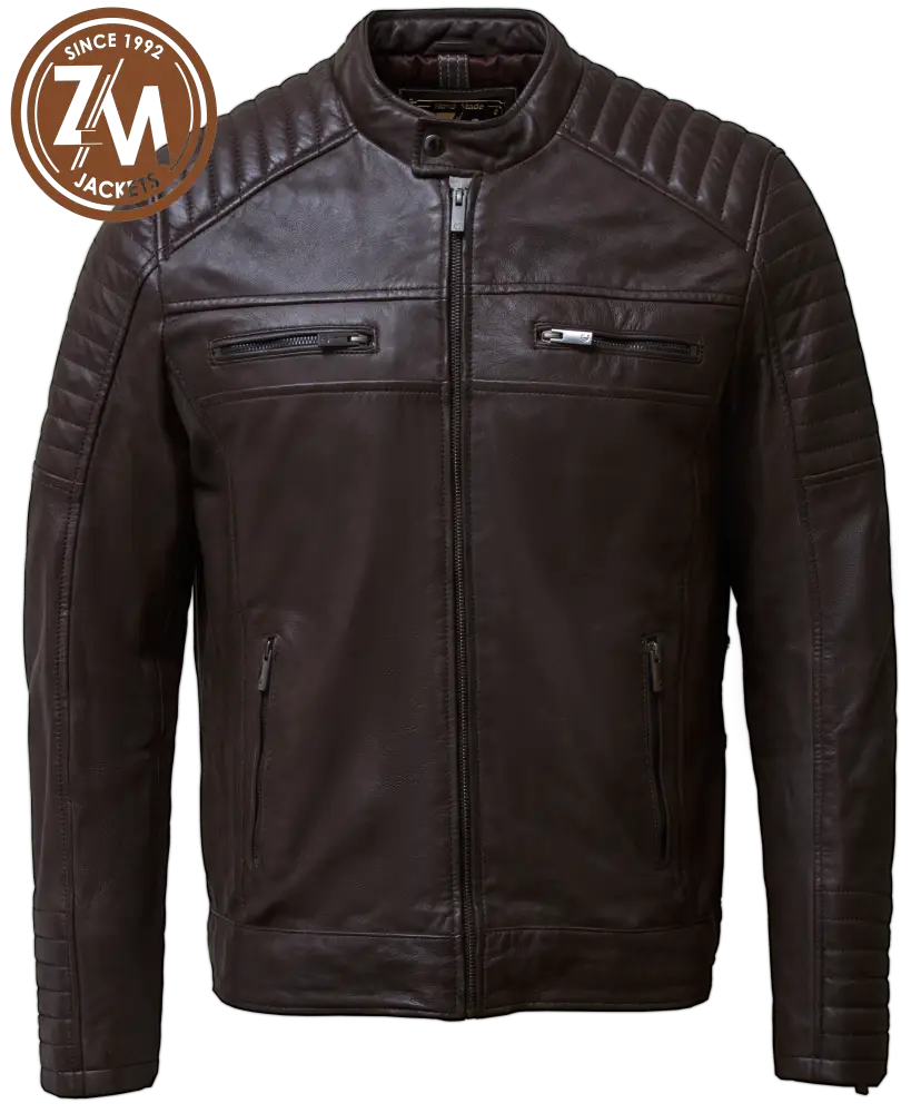 titan men's brown sheep leather jacket front jpg