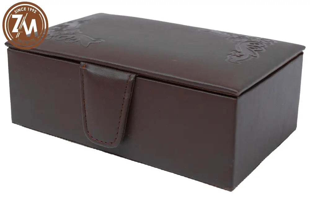 Stylish Brown Leather Embossed Jewellery Box With Snap Closure Jewelry Box