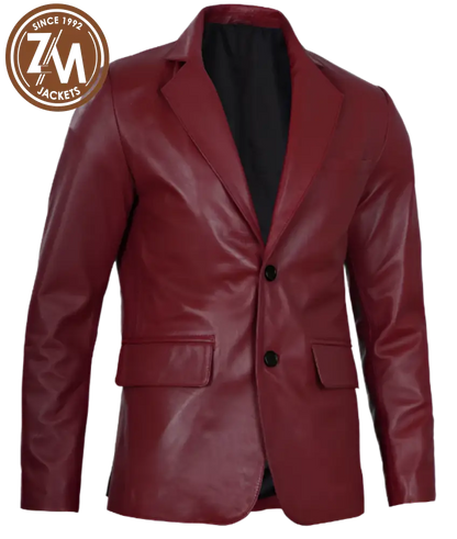 blazer_Maroon_Real_sheep_Leather_close_front