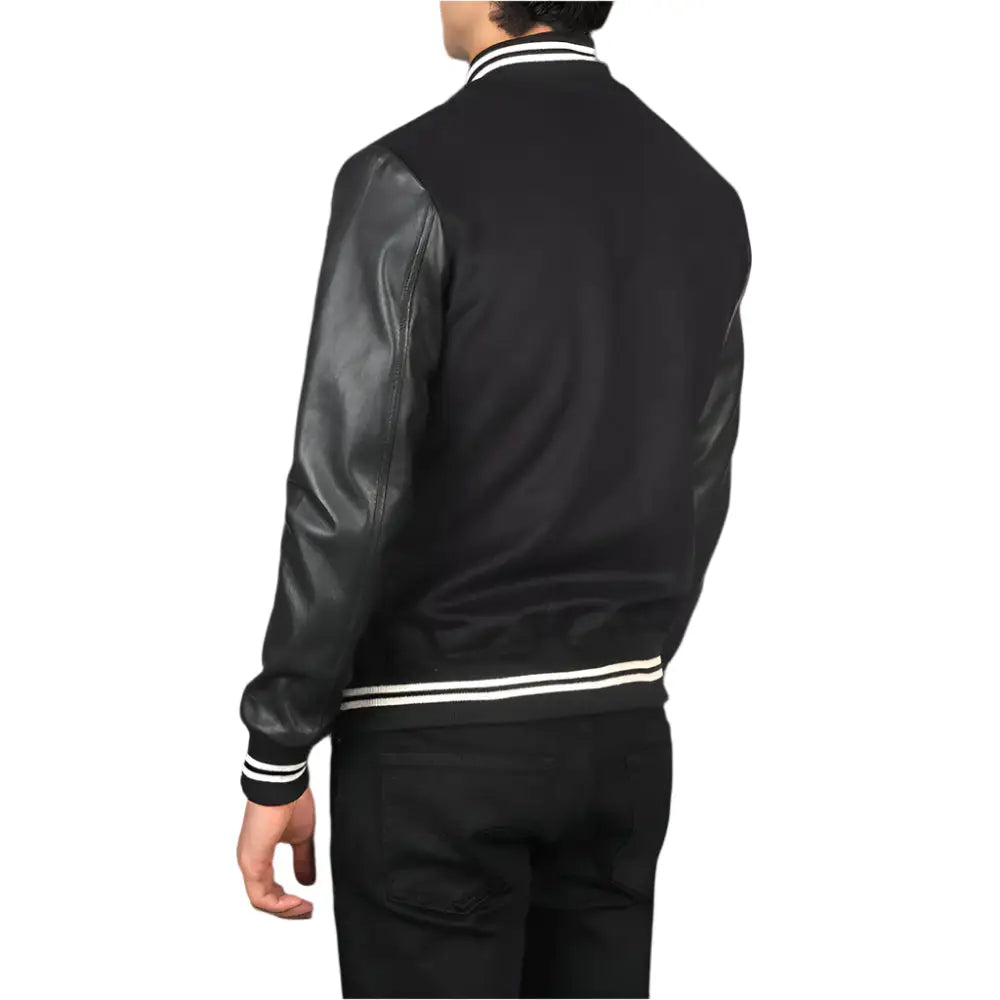 Men_Vaxton_Black_Striped_Hybrid_Varsity_Jacket_Tilted_Back